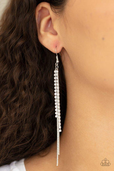 Paparazzi REIGN Check - White Earrings