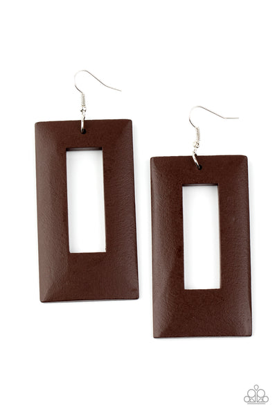 Paparazzi Totally Framed - Brown Earrings