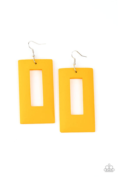 Paparazzi Totally Framed - Yellow Earrings