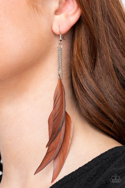 Paparazzi West Side Western - Brown Earrings
