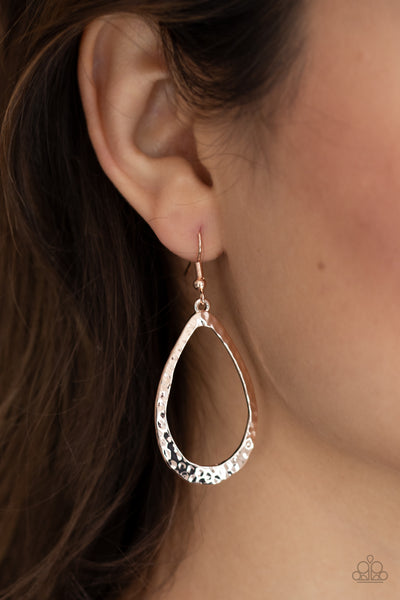 Paparazzi BEVEL-headed Brilliance - Rose Gold Earrings