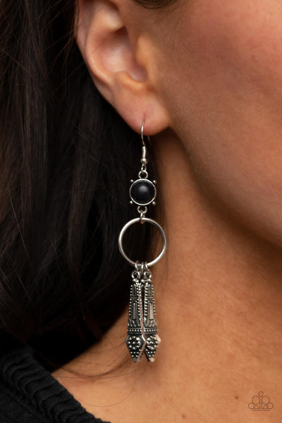 Paparazzi Prana Paradise - Black Earrings