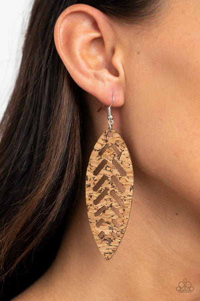 Paparazzi You're Such A CORK - Brown Earrings