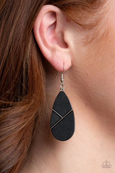 Paparazzi Sequoia Forest - Black Earrings