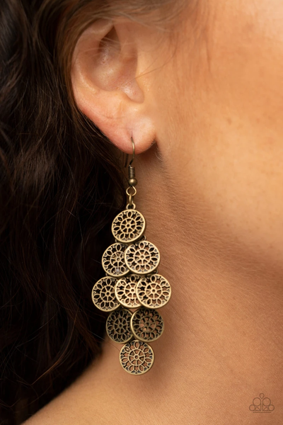Paparazzi Blushing Blooms - Brass Earrings