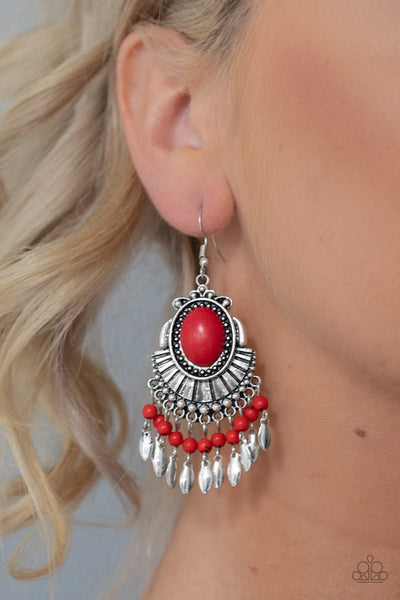 Paparazzi Eco Trip - Red Earrings
