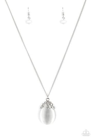 Paparazzi Nightcap and Gown - White Necklace