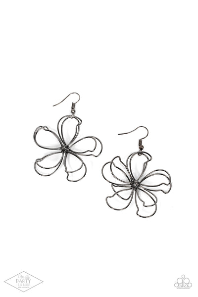 Paparazzi Miss Daisy - Gunmetal (Large) Earrings