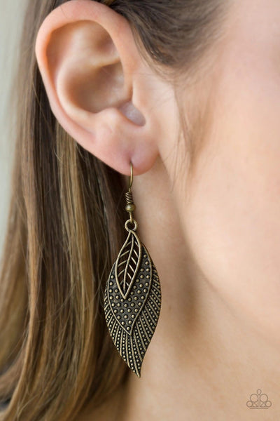 Paparazzi Wind Wanderer - Brass Earrings