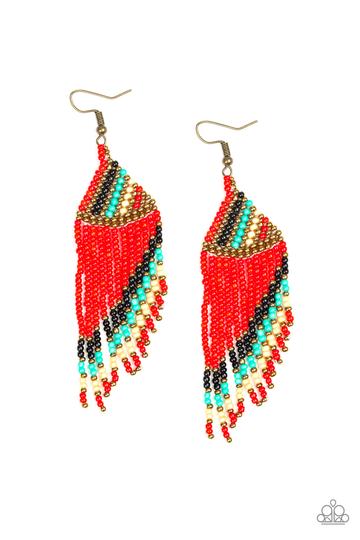 Paparazzi Bodaciously Bohemian - Red Earrings