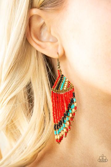 Paparazzi Bodaciously Bohemian - Red Earrings