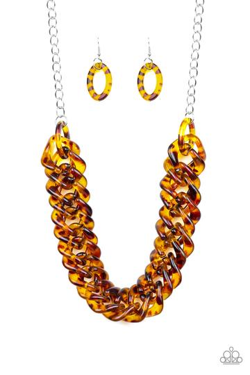 Paparazzi Comin' In HAUTE - Brown Necklace