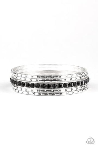 Paparazzi Glitzy Grunge - Black Bracelet