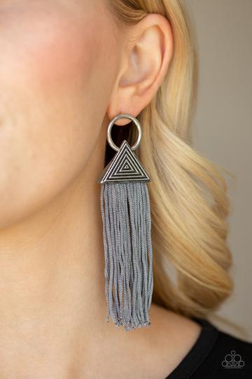 Paparazzi Oh My GIZA - Silver Earrings