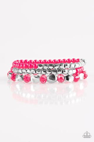 Paparazzi Beaded Bravado - Pink Bracelet