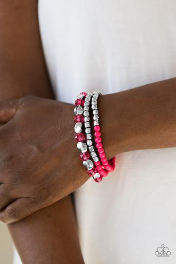 Paparazzi Beaded Bravado - Pink Bracelet