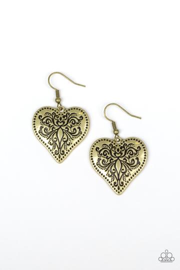 Paparazzi Western Heart - Brass Earrings