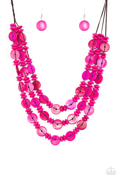Paparazzi Barbados Bopper - Pink Necklace