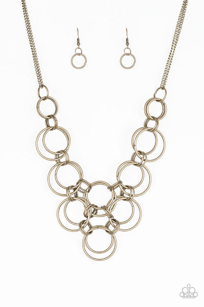 Paparazzi Ringing Off The Hook - Brass Necklace