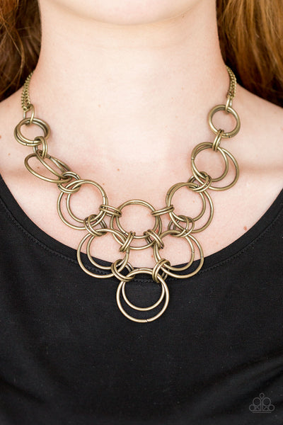 Paparazzi Ringing Off The Hook - Brass Necklace