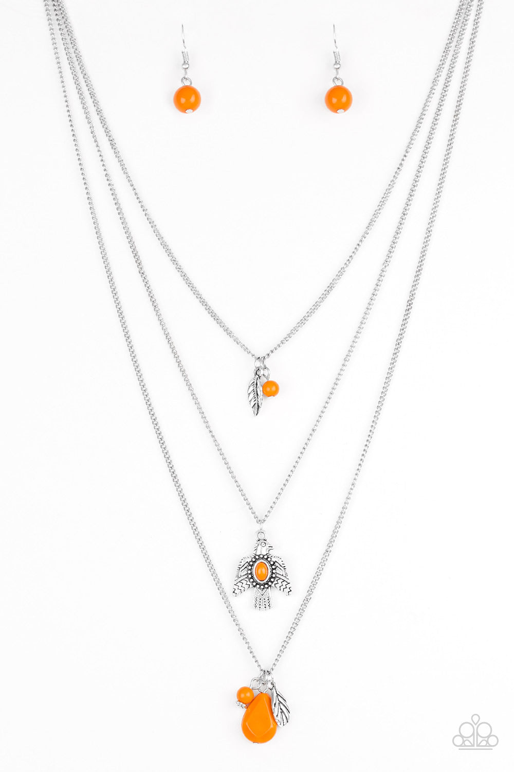 Paparazzi Soar With The Eagles - Orange Necklace