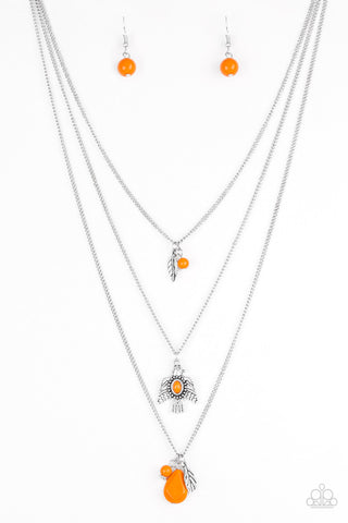 Paparazzi Soar With The Eagles - Orange Necklace