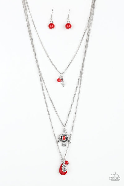 Paparazzi Soar With The Eagles - Red Necklace