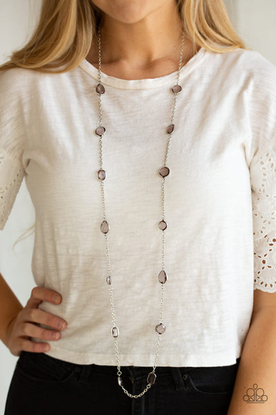 Paparazzi Glassy Glamorous - Silver Necklace