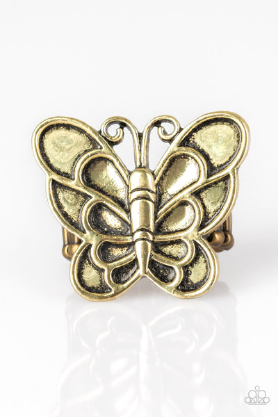 Paparazzi Sky High Butterfly - Brass Rings