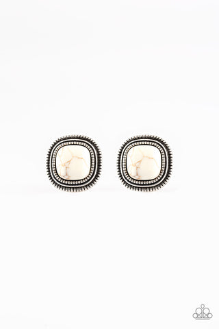 Paparazzi FRONTIER-Runner - White Earrings