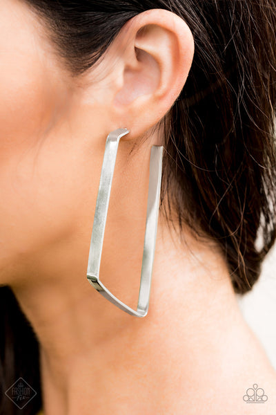 Paparazzi Geo Jam – Silver Earrings