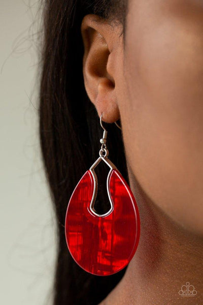Paparazzi Pool Hopper - Red Earrings