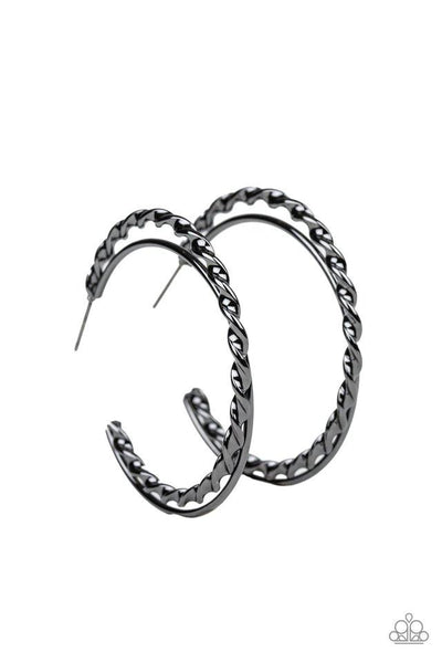 Paparazzi Retro Twist - Black Earrings