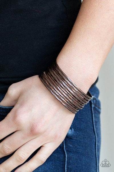 Paparazzi Stacked Shimmer - Copper Bracelet