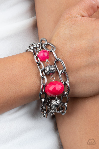 Paparazzi Mega Malibu - Pink Bracelet