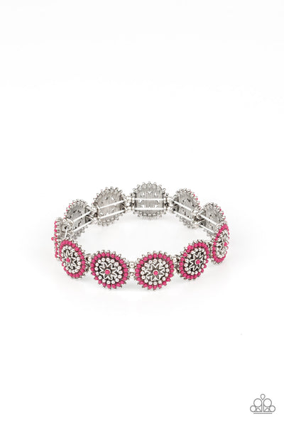 Paparazzi Bohemian Flowerbed - Pink Bracelet
