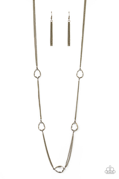 Paparazzi Teardrop Timelessness - Brass Necklace
