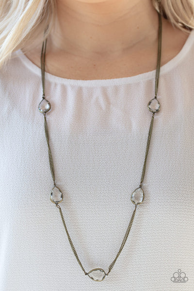 Paparazzi Teardrop Timelessness - Brass Necklace