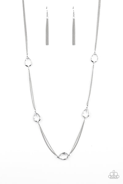 Paparazzi Teardrop Timelessness - White Necklace