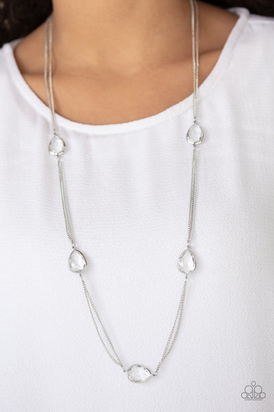 Paparazzi Teardrop Timelessness - White Necklace