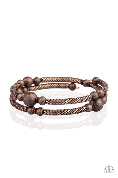 Paparazzi West End Wraparound - Copper Bracelet