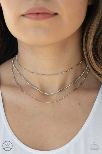 Paparazzi Battle of the Glitz - White Necklace