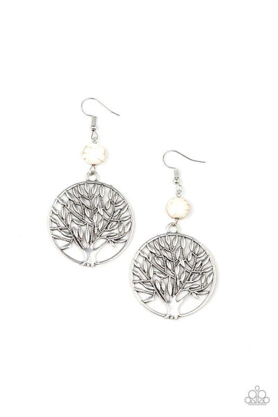 Paparazzi Bountiful Branches - White Earrings