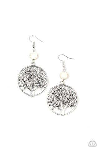 Paparazzi Bountiful Branches - White Earrings