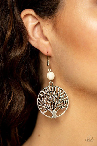 Paparazzi Bountiful Branches - White Earrings