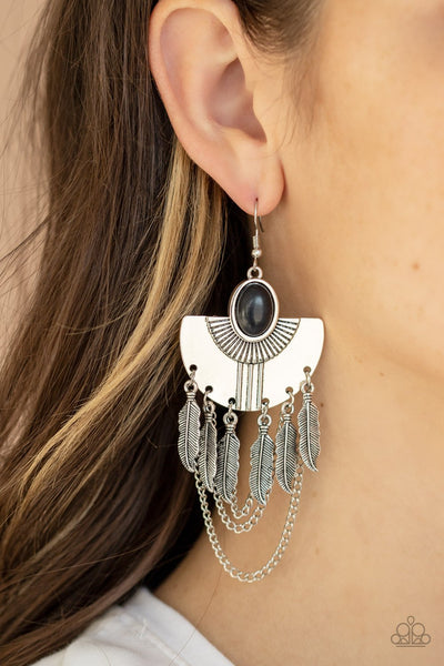 Paparazzi Sure Thing, Chief! - Black Earrings