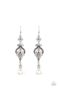 Paparazzi Elegantly Extravagant - White Earrings