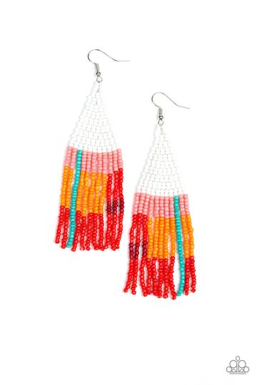Paparazzi Beaded Boho - White Earrings