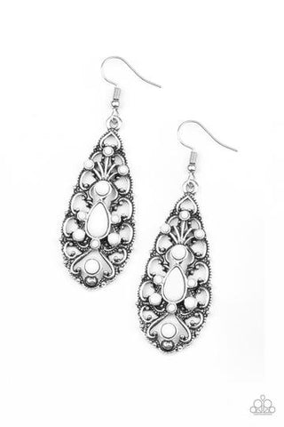 Paparazzi Fantastically Fanciful - White Earrings