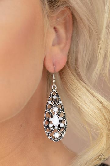 Paparazzi Fantastically Fanciful - White Earrings